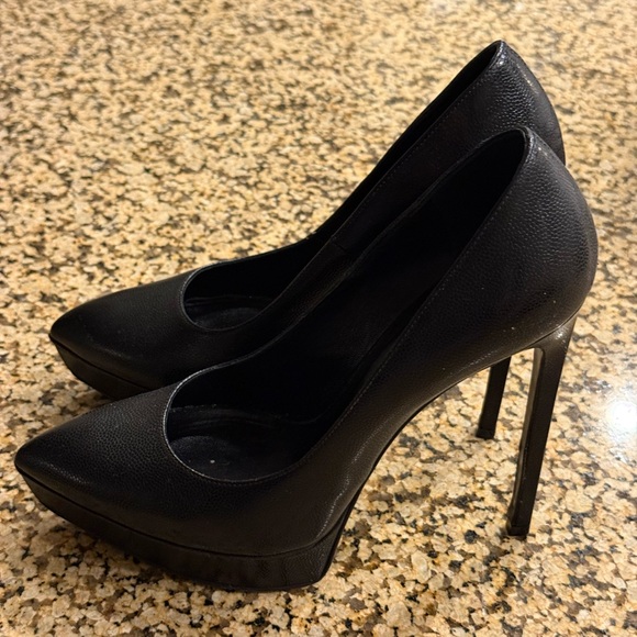 Yves Saint Laurent Black Leather Heels - Picture 1 of 6